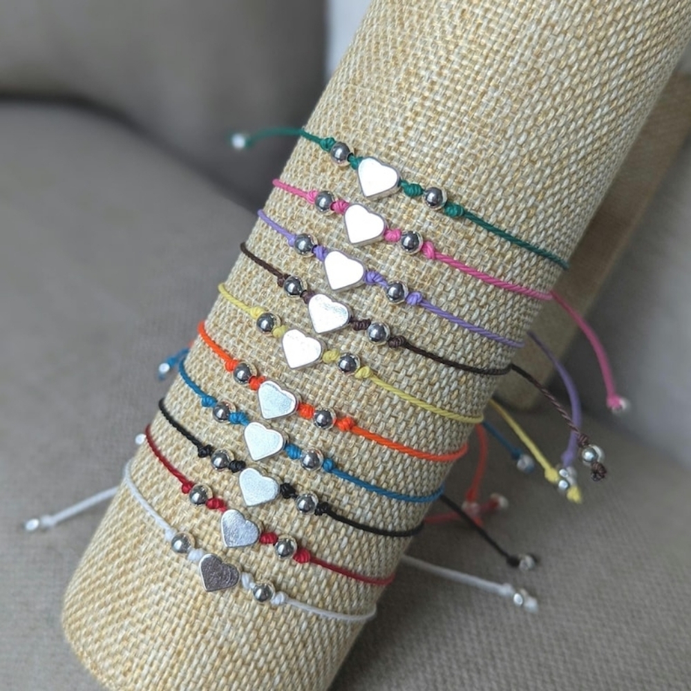 Heart Charm Friendship Bracelets Set